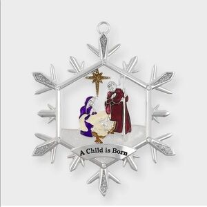 NWT Harvey Lewis Nativity Snowflake Scene Ornament With Fine Crystals